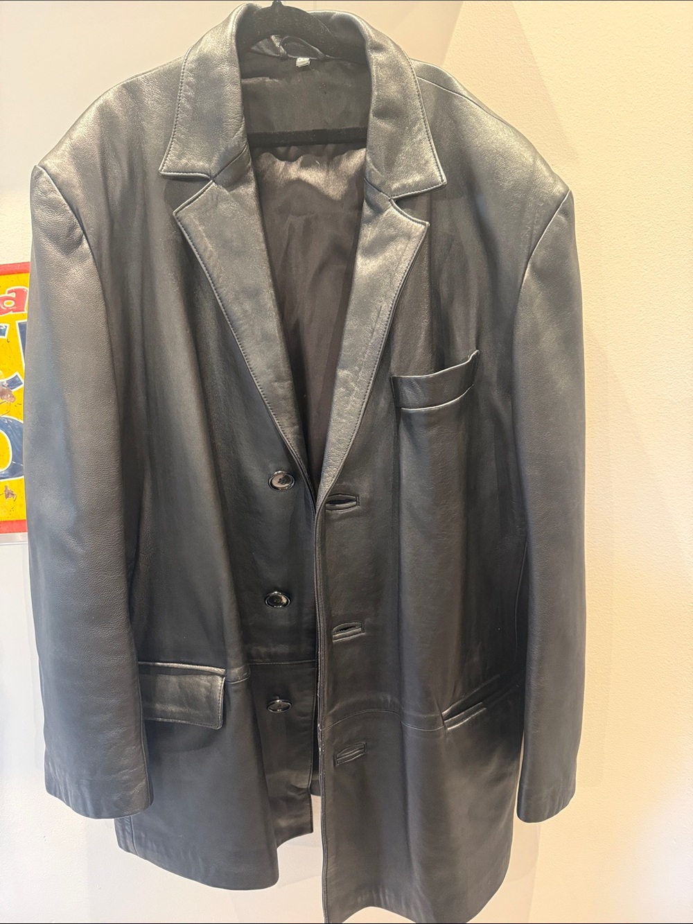 Black Leather Men's Blazer Jacket